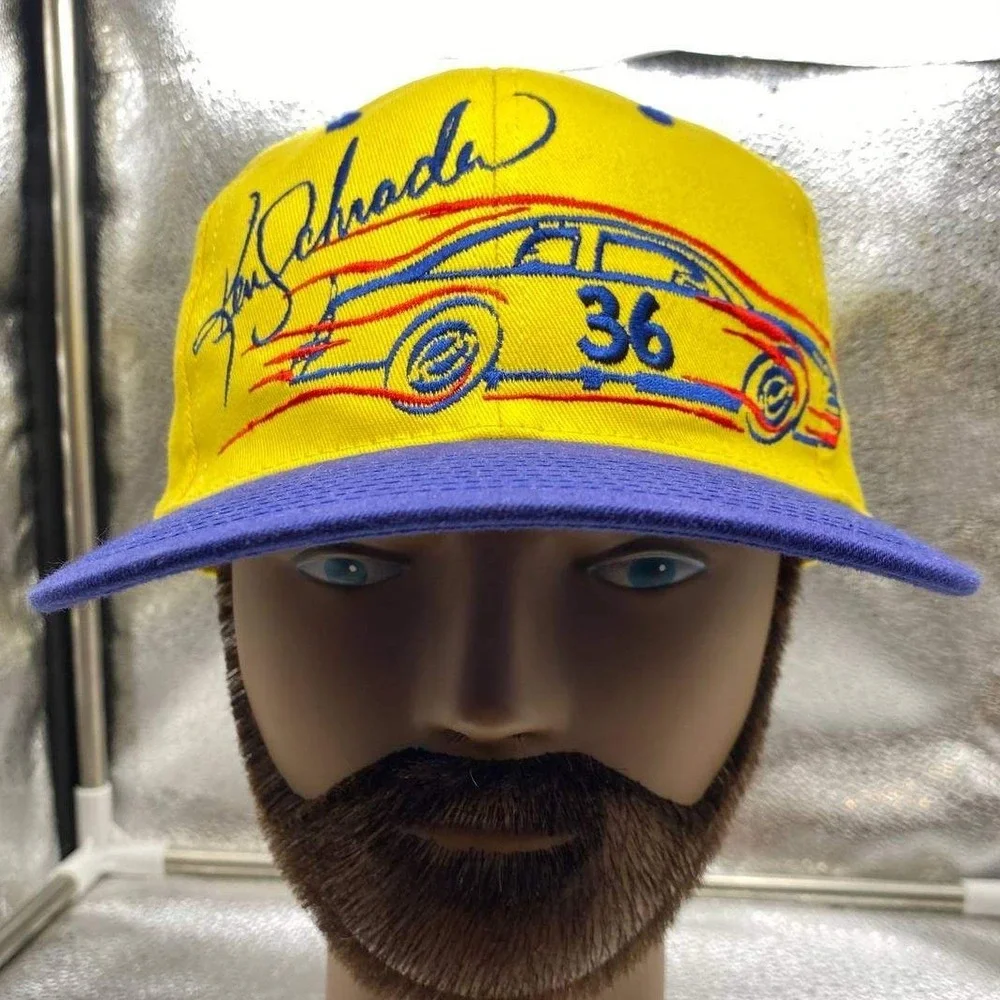 Vintage Chase Ken Schrader Nascar 36 Men OS Yellow MM Racing Team Snapback Hat